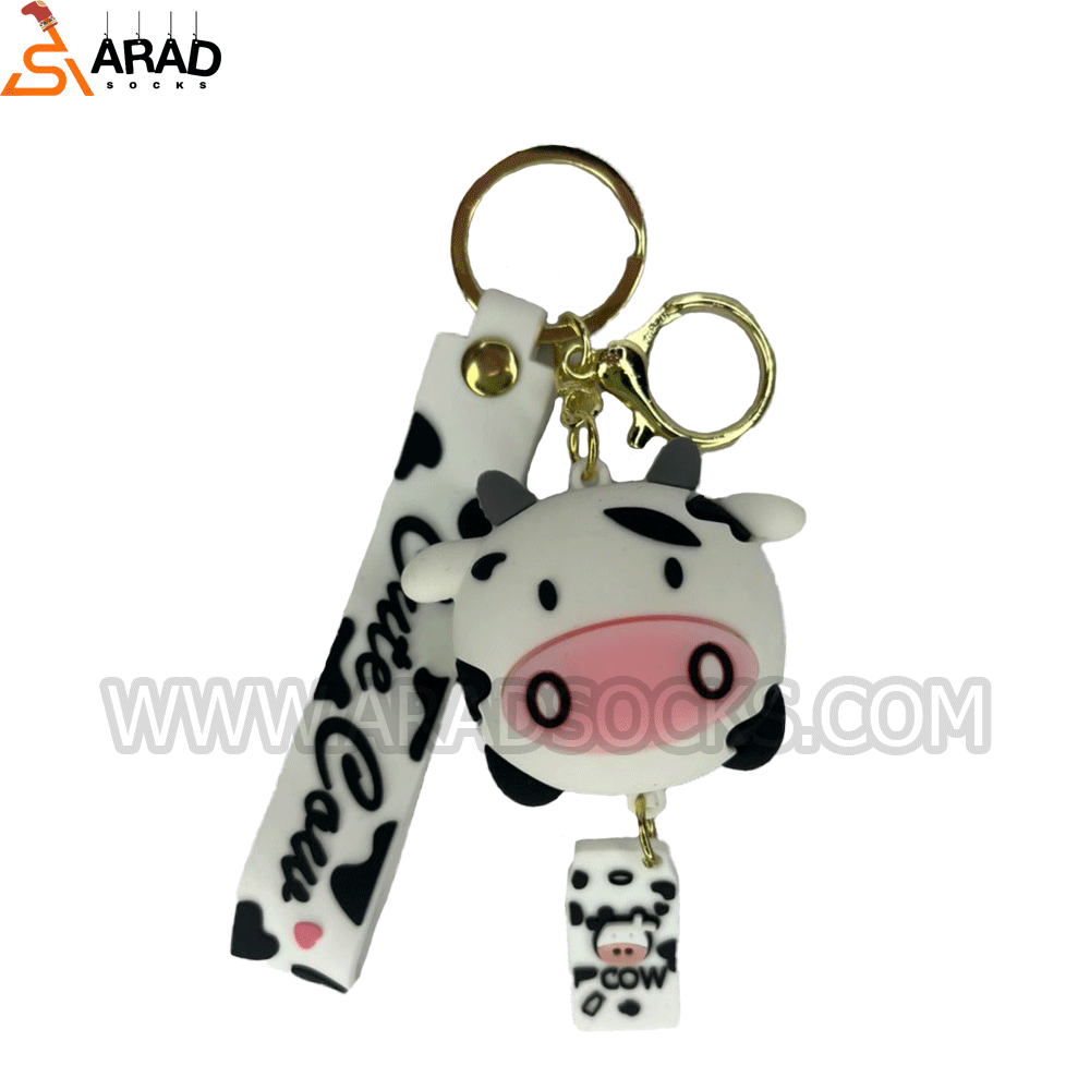 coww جاکلیدی سیلیکونی طرح گاو با بند سفید - Image 1