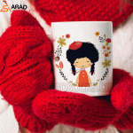 ماگ سرامیکی طرح دختر و پاییز