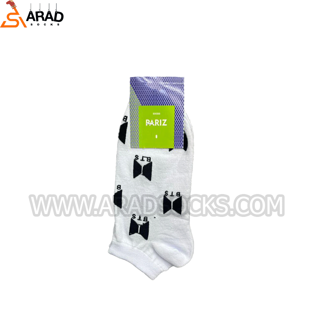 BTS-WHITE جوراب مچی طرح بی تی اس سفید - Image 1