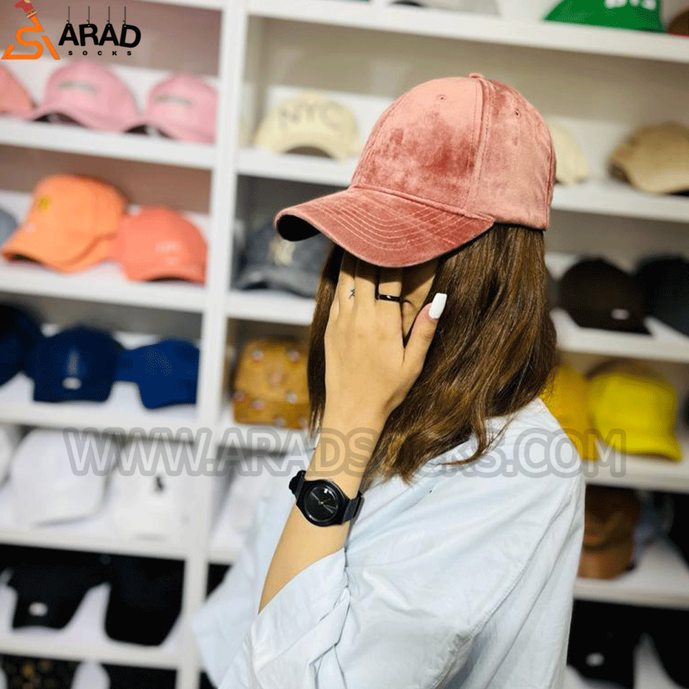 pink-hat کلاه بیسبالی ساده مخمل - Image 1
