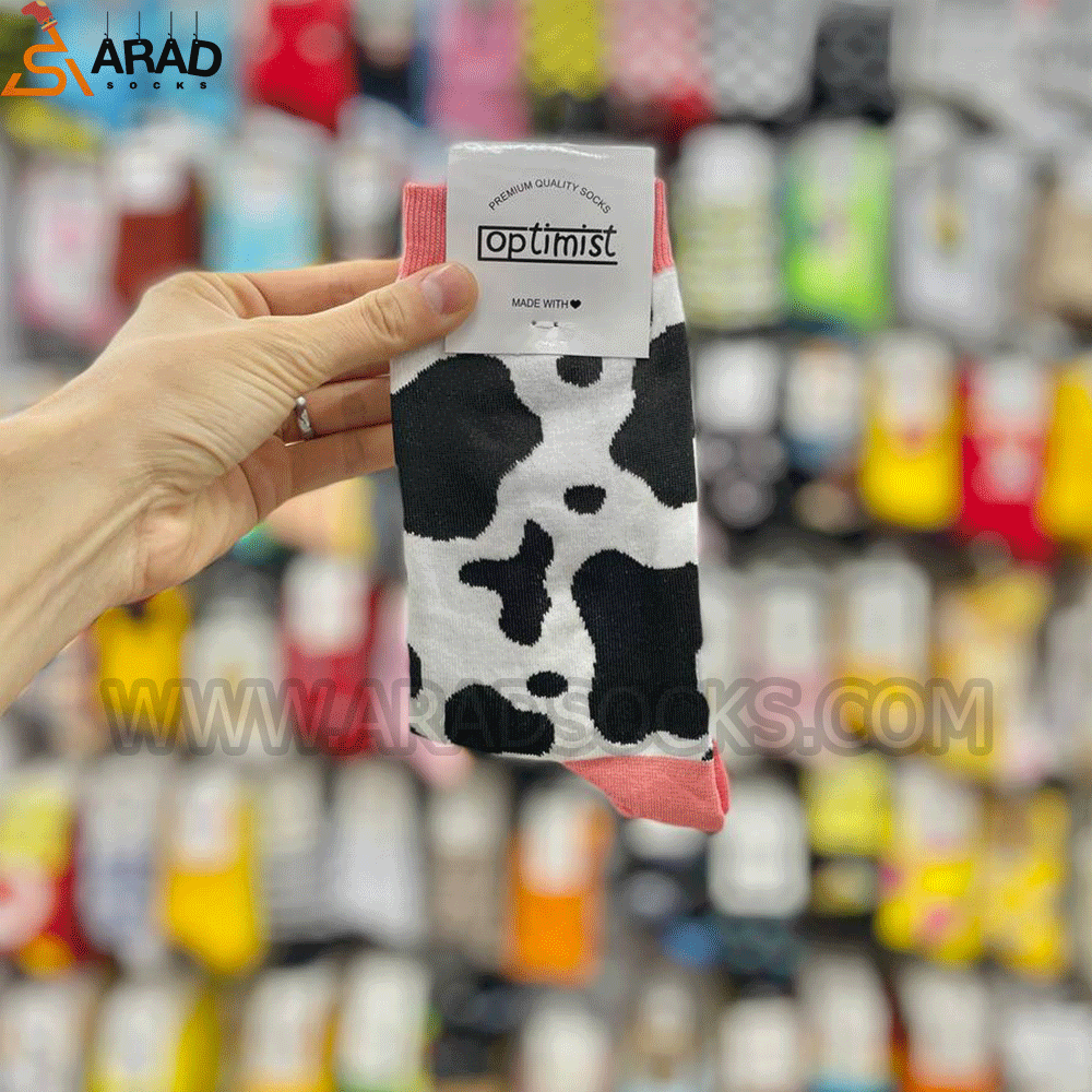 asocks2 جوراب ساقدار طرح گاوی - Image 1