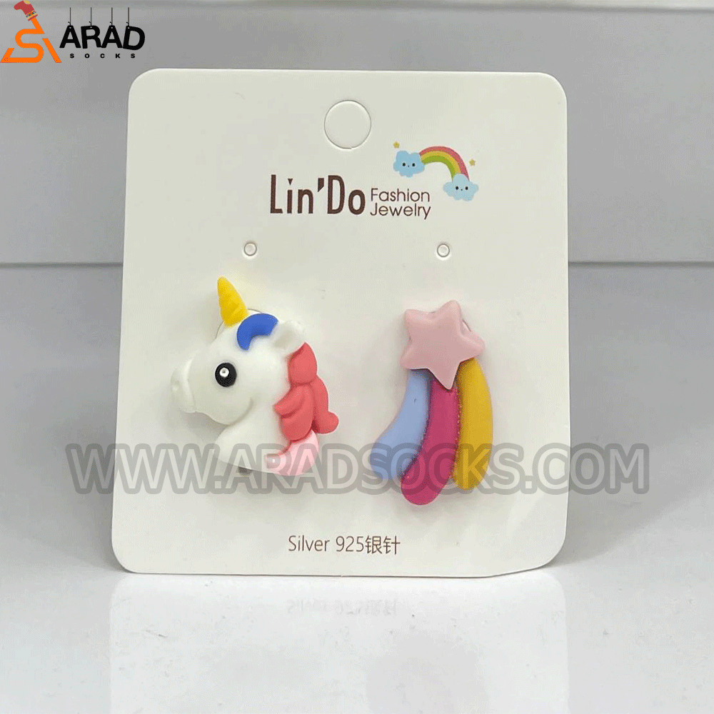 earrings3 گوشواره میخی طرح یونیکورن - Image 1