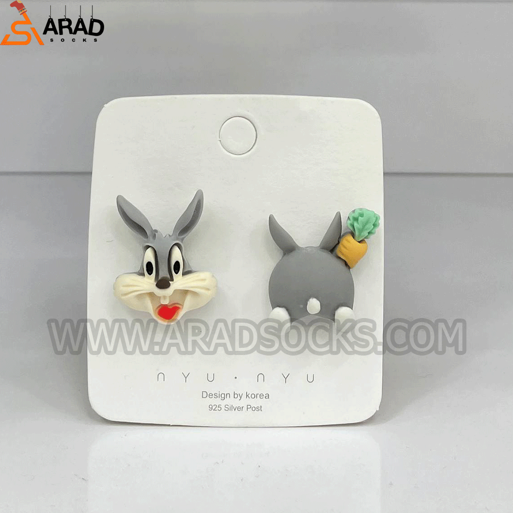 earrings5 گوشواره میخی تابه تا طرح خرگوش - Image 1