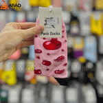 جوراب ساقدار یلدایی طرح انار صورتی