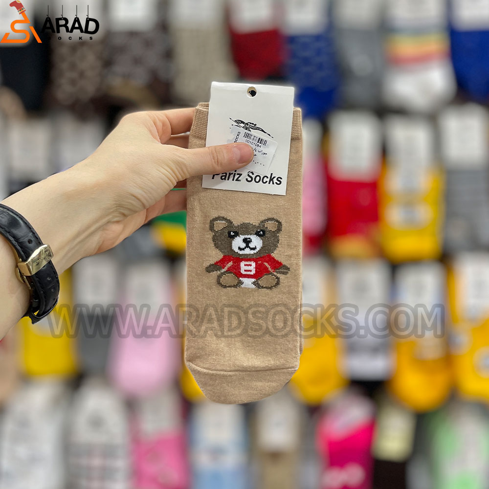 pariz7 جوراب مچی طرح خرس قهوه ای - Image 1