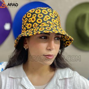کلاه باکت کتان طرح آفتابگردان