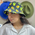 کلاه باکت کتان طرح آووکادو مشکی