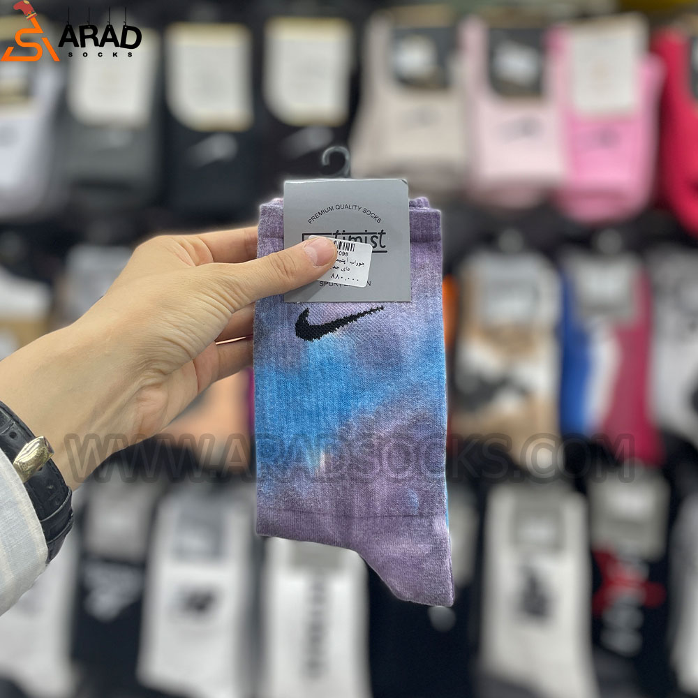 جوراب ساقدار تای دای نایکی آبی بنفش جوراب ساقدار تای دای نایکی آبی بنفش