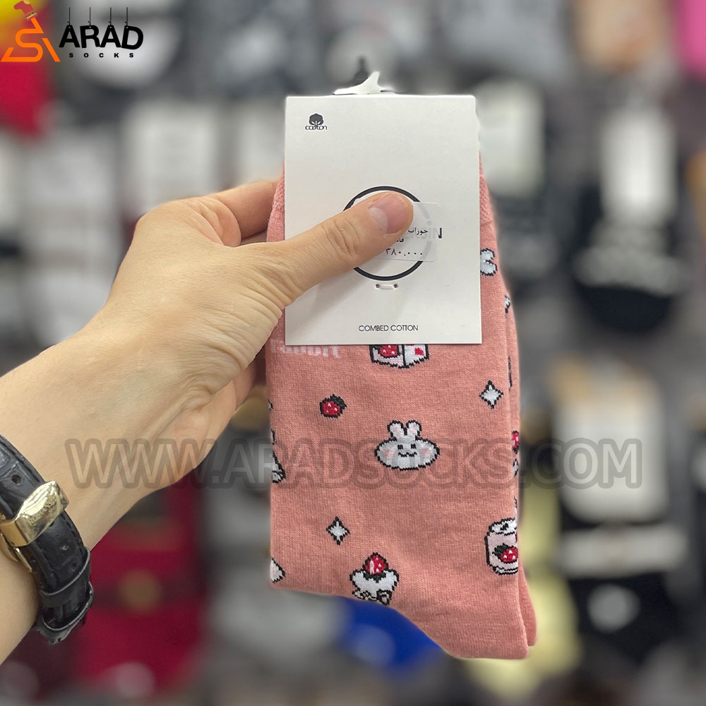 جوراب ساقدار فانتزی طرح خرگوش صورتی جوراب ساقدار فانتزی طرح خرگوش صورتی