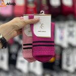 جوراب ساقدار اسپرت طرح دوخط تناژ صورتی