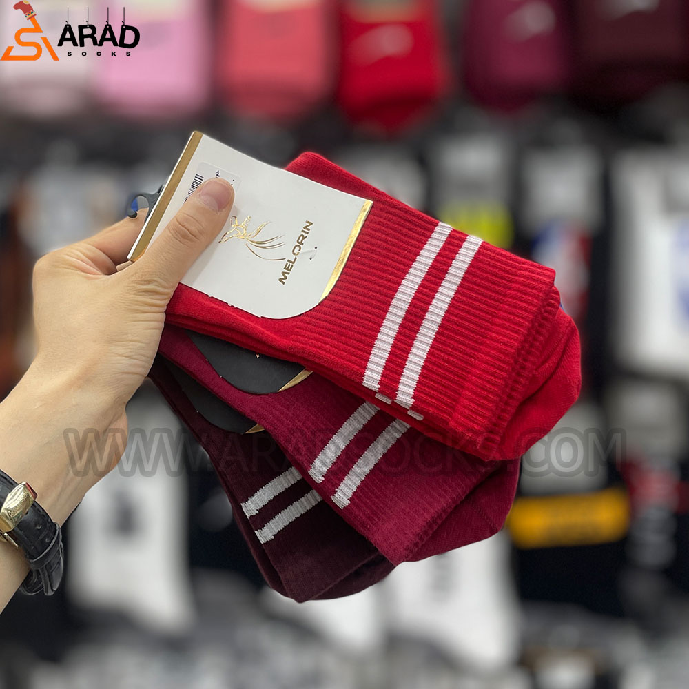جوراب ساقدار اسپرت طرح دوخط تناژ قرمز جوراب ساقدار اسپرت طرح دوخط تناژ قرمز