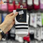 جوراب ساقدار اسپرت دوخط مشکی و سفید