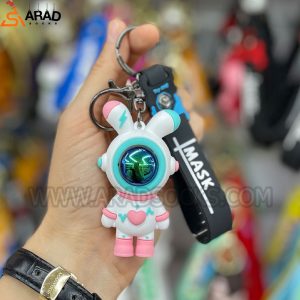 جاکلیدی سیلیکونی طرح فضانورد سفید صورتی