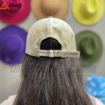کلاه بیسبالی ساده مخمل رنگ کرم