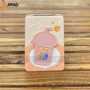 آینه جیبی صفحه مستطیلی طرح نوشیدنی نارنجی