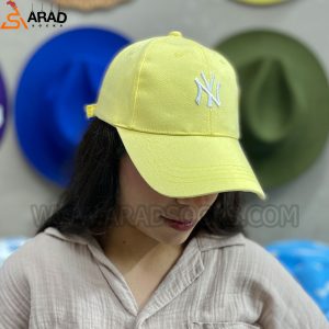 کلاه بیسبالی کتان طرح نیویورک رنگ زرد