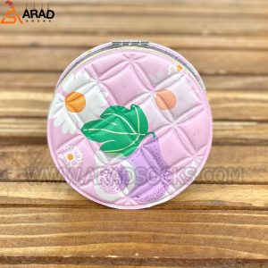 آینه جیبی صفحه دایره ای طرح گلابی و بابونه