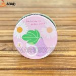 آینه جیبی صفحه دایره ای طرح گلابی و بابونه