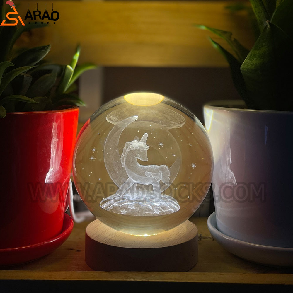 گوی کریستال سه بعدی طرح یونیکورن سایز4 گوی کریستال سه بعدی طرح یونیکورن سایز4