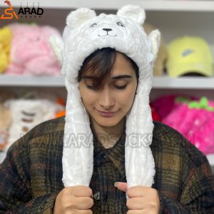 کلاه پمپی طرح خرس سفید