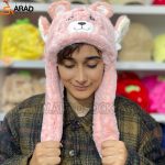 کلاه پمپی طرح خرس صورتی