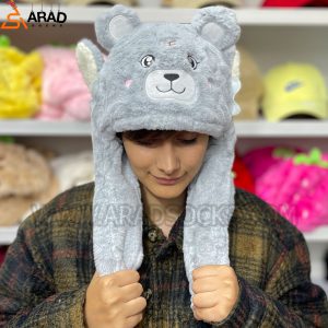 کلاه پمپی طرح خرس طوسی