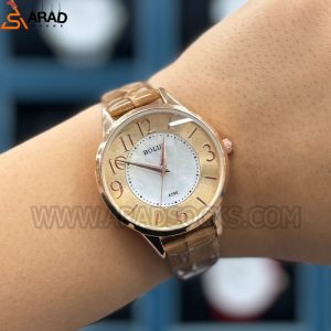 ساعت عقربه ای پوست ماری عسلی