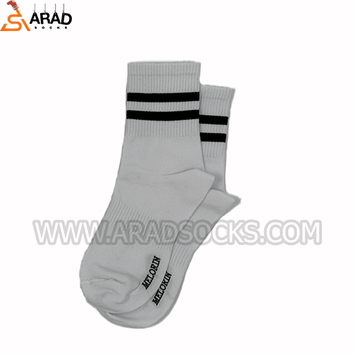 جوراب ساقدار دوخط سفید جوراب ساقدار دوخط سفید