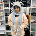 کلاه زمستانی شالدار آبی بزرگ