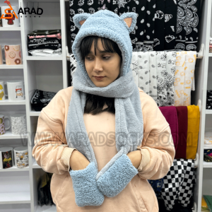 کلاه زمستانی شالدار آبی کوچیک