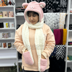 کلاه زمستانی شالدار صورتی بزرگ