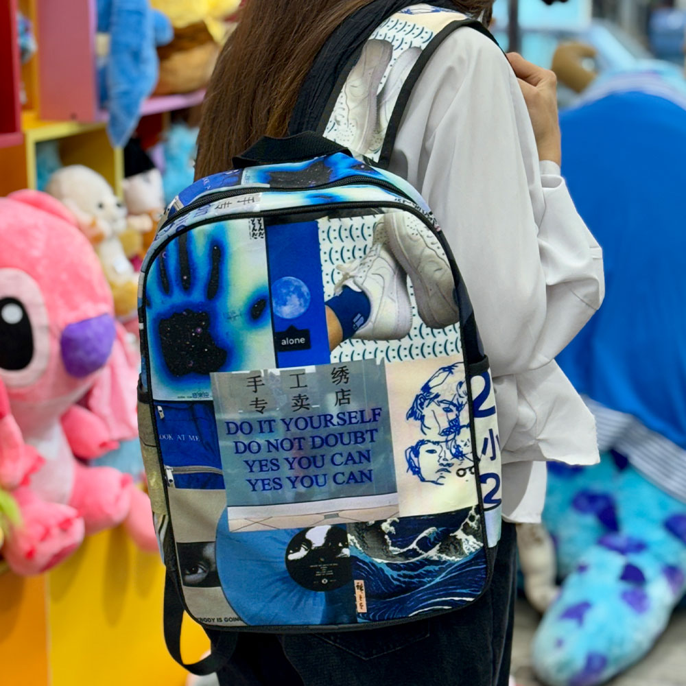 کوله مخمل طرح دار آبی کوله مخمل طرح دار آبی