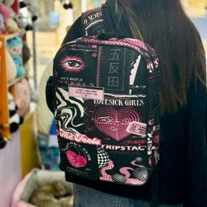 کوله مخمل مشکی صورتی