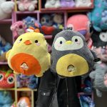 عروسک پتو بالشتی جوجه و پنگوئن رنگین کمان