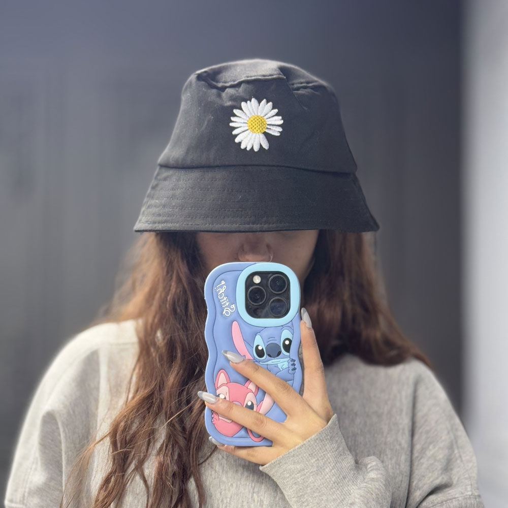 بابونه کلاه باکت کتان طرح بابونه