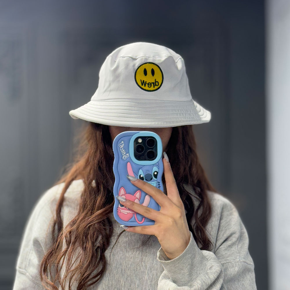 باکت-سفید-درو کلاه باکت کتان طرح drew سفید - Image 1