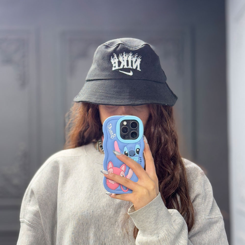 باکت-نایک-اتیشی-مشکی کلاه باکت کتان طرح نایک آتشی مشکی - Image 1