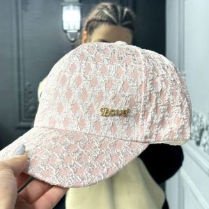 کلاه بیسبالی صورتی طرح دار