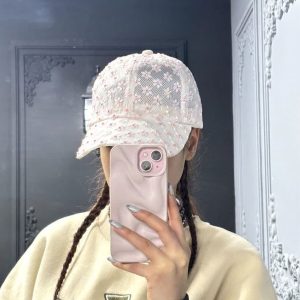 کلاه بیسبالی صورتی نگین دار