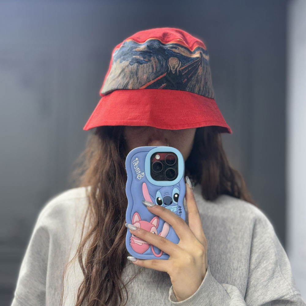 جیغ کلاه باکت مخمل طرح جیغ