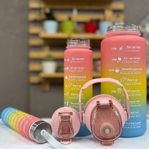 قمقمه سه قلو صورتی زرد