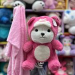 عروسک پتوبالشتی خرس لباس لاتسو صورتی