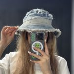 کلاه باکت جین آبی روشن زاپ دار دورو