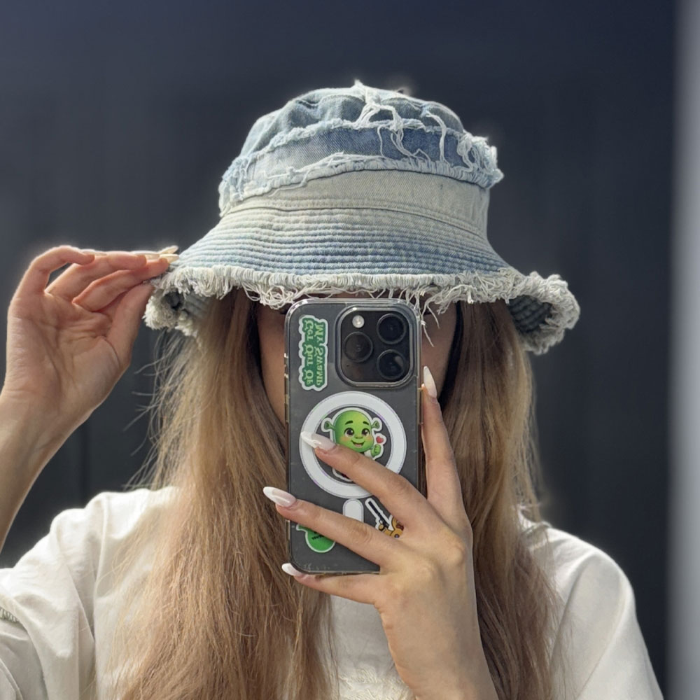 کلاه-باکت-جین-ابی-روشن-زاپدار کلاه باکت جین آبی روشن زاپ دار دورو - Image 1