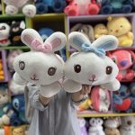 عروسک پتو بالشتی خرگوش لباس راه راه