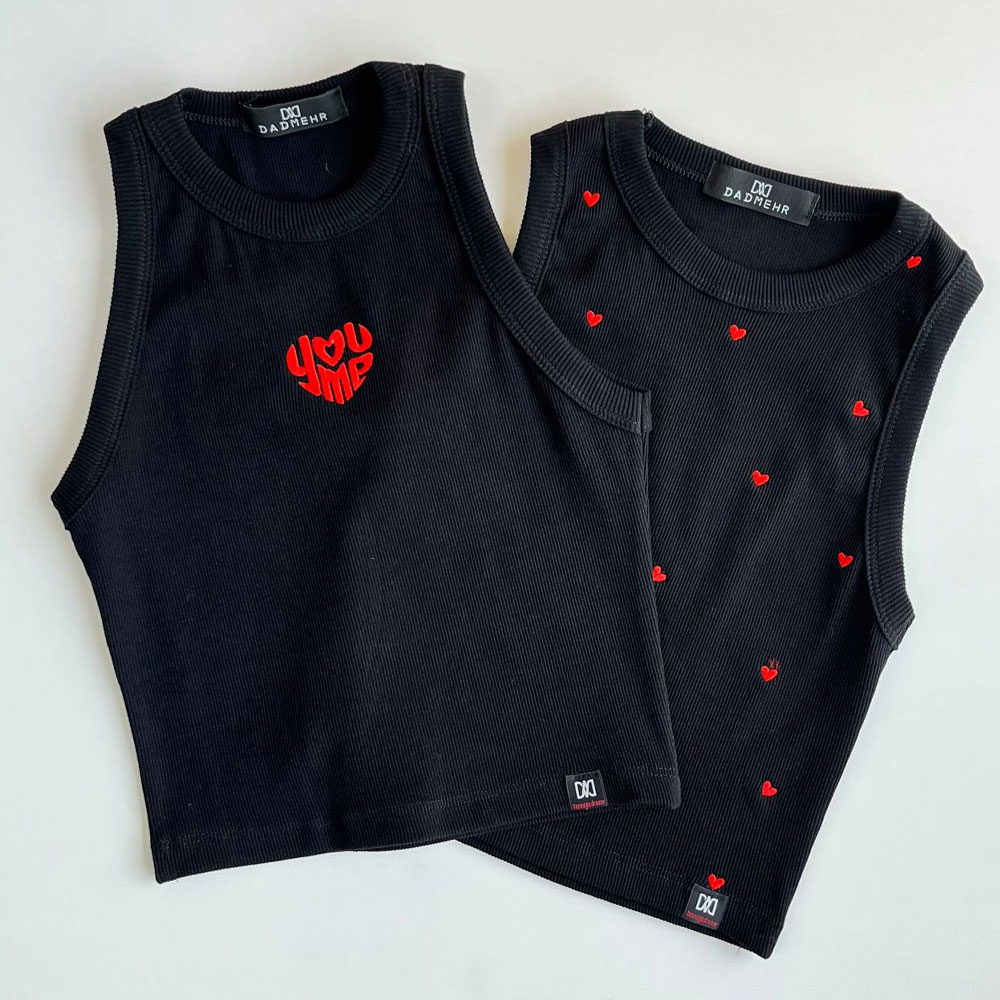 کراپ-قلبی کراپ تاپ گلدوزی - Image 1