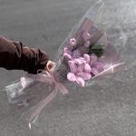 دسته گل بافت شیپوری صورتی سبز