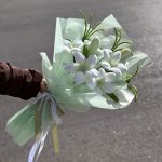 دسته گل بافت شیپوری سفید سبز